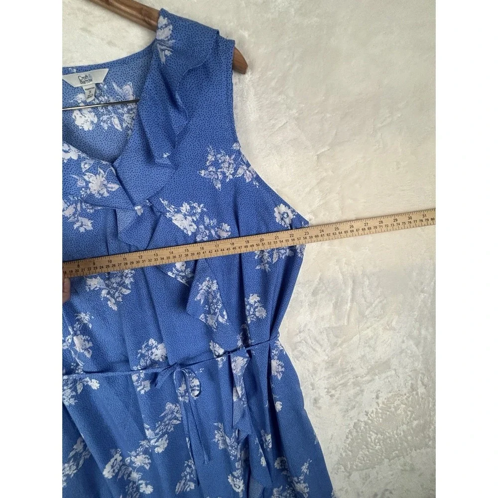 Croft & Barrow Sz 2X Blue Floral Ruffle Surplice Dress Sleeveless Midi Versatile